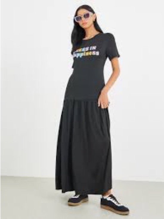 FARM Rio Dresses & Skirts - FARM Rio Black Casual Dress with Multicolor "Dress in Happiness" Graphic